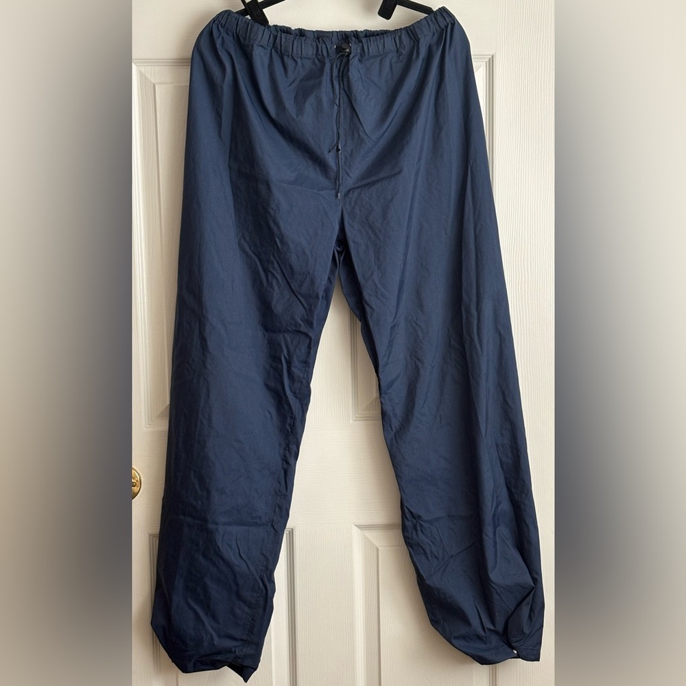 Eddie Bauer Navy Snow/Ski Pants Drawstring Elastic Waist Ankle Zips Men’s M